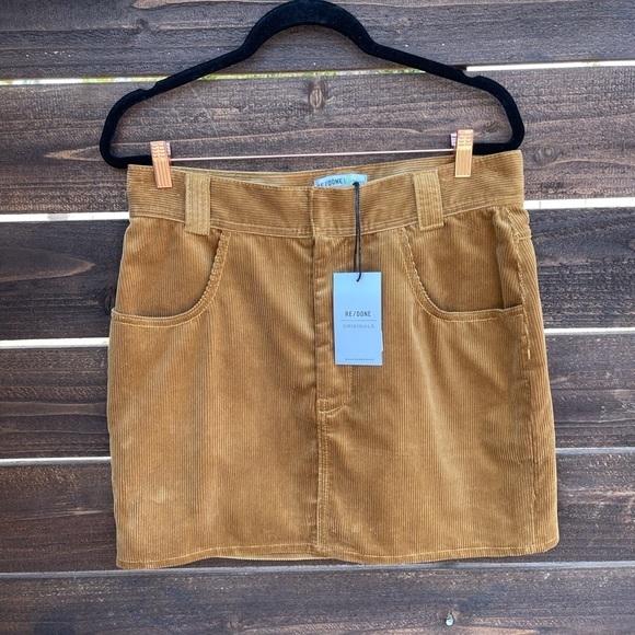 Re Done Ultra High-Rise Corduroy Mini Skirt Camel - Picture 2 of 4